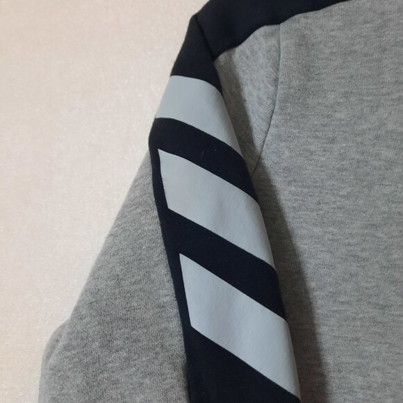 Adidas Youth Warm Pullover Hoodie Small Logo, Gray Black Stripes Size 14-16 EUC - Picture 5 of 10